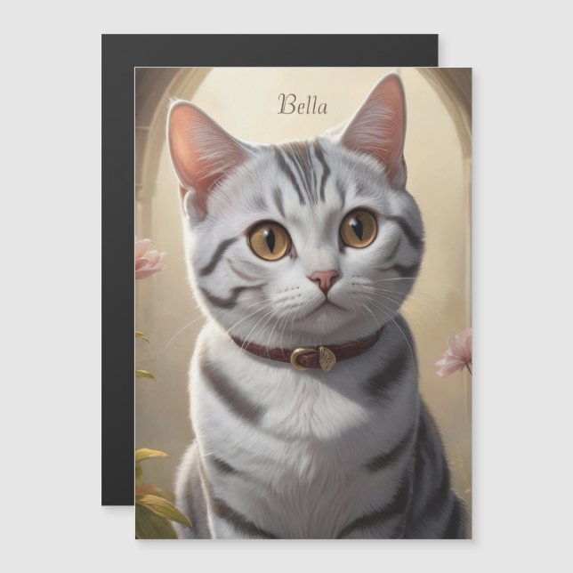 Niedliche amerikanische Kurzkatze mit Big Eyes Magnetkarte (Vorne/Hinten)