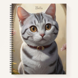 Niedliche amerikanische Kurzkatze mit Big Eyes Notizbuch