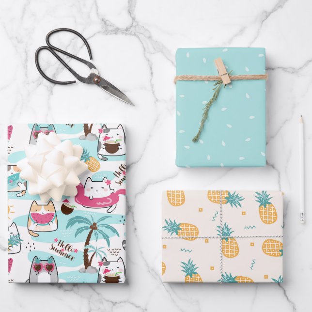 Niedliche Ananas Geschenkpapier Set (Vorderseite)