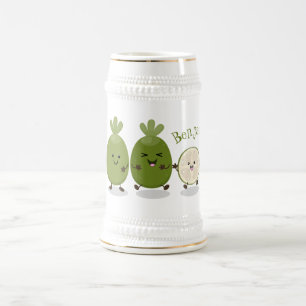 Niedliche Ananas guava feijoa Cartoon Illustration Bierglas