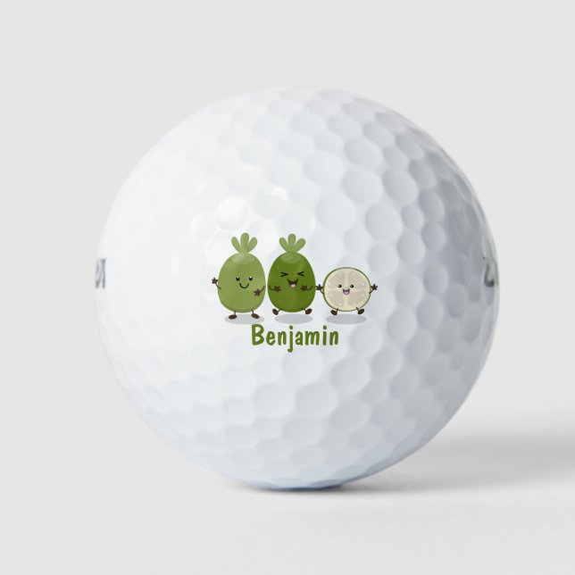 Niedliche Ananas guava feijoa Cartoon Illustration Golfball (Vorderseite)