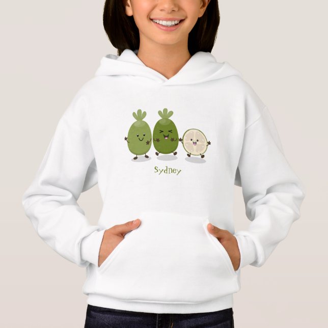 Niedliche Ananas guava feijoa Cartoon Illustration Hoodie (Vorderseite)