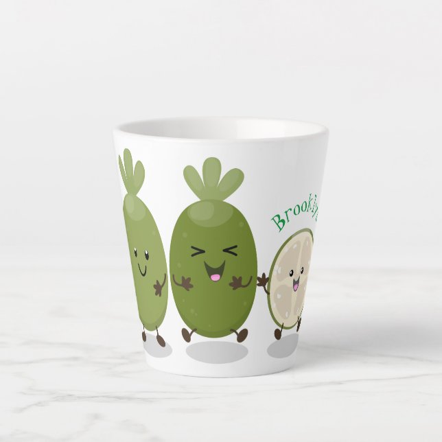 Niedliche Ananas guava feijoa Cartoon Illustration Milchtasse (Vorderseite)