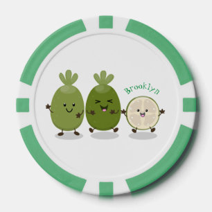 Niedliche Ananas guava feijoa Cartoon Illustration Pokerchips