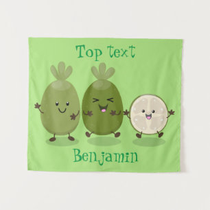 Niedliche Ananas guava feijoa Cartoon Illustration Wandteppich