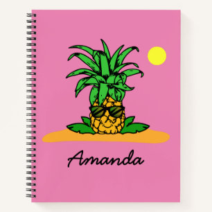 Niedliche Ananas Rosa Personalisierter Name Notizbuch