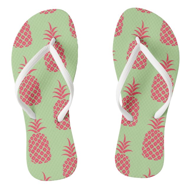Niedliche Ananas tropisches Fruchtmuster Korallen  Flip Flops (Fußbett)