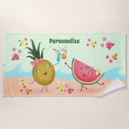 Niedliche Ananas und Wassermelone Personalisiert Strandtuch