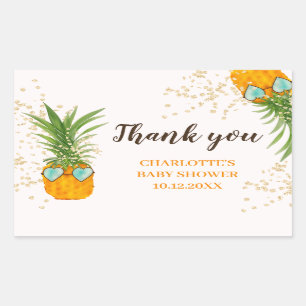 Niedliche Ananas Wasserfarbe danke Babydusche Rechteckiger Aufkleber