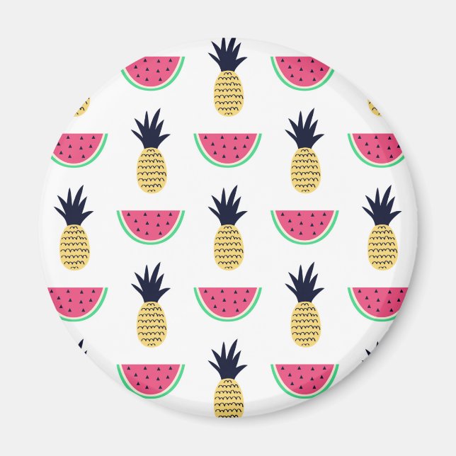Niedliche Ananas & Watermelon Doodle Muster Magnet (Vorne)