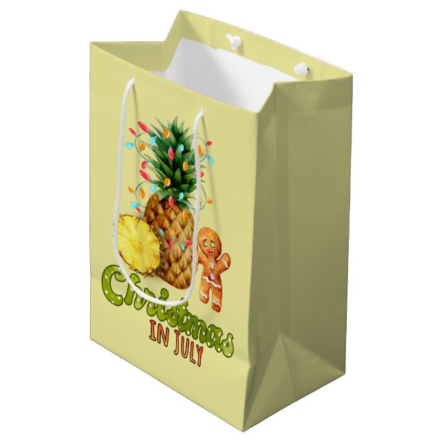 niedliche Ananas Weihnachten Lebkuchen Juli Mittlere Geschenktüte (Vorderseite Schrägansicht)