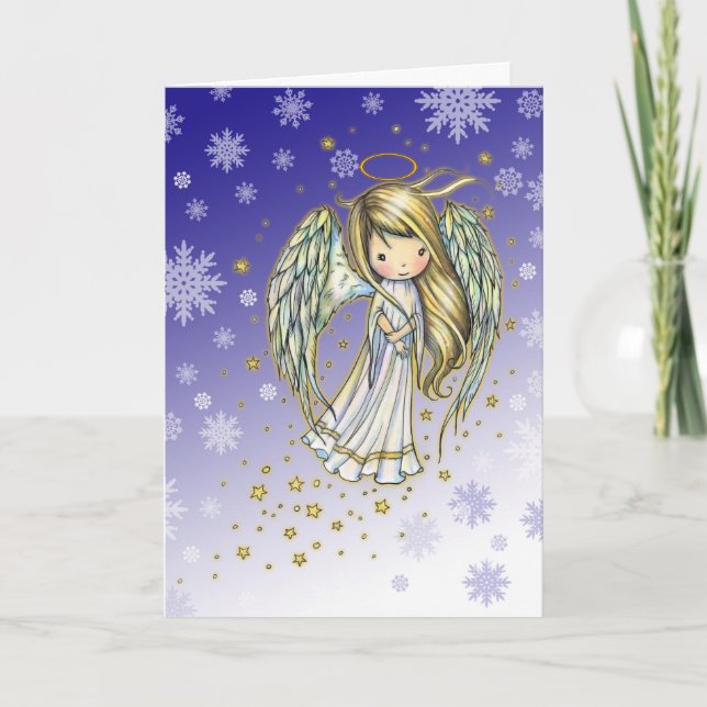 Niedliche Angel Holiday Card Snowflake Feiertagskarte (Vorderseite)