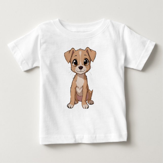 Niedliche Anime Dog Illustration mit Big Eyes Baby T-shirt (Vorderseite)