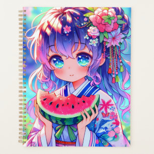 Niedliche Anime Girl Eating Watermelon Planer