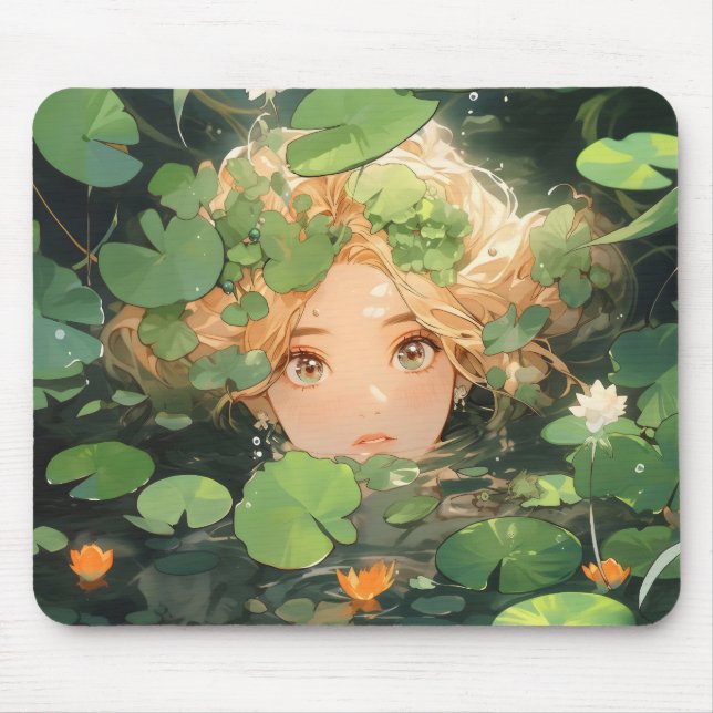 Niedliche Anime Girl in Pond Mousepad (Vorne)