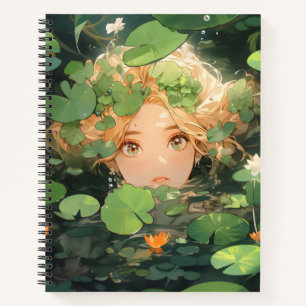 Niedliche Anime Girl in Pond Notizbuch