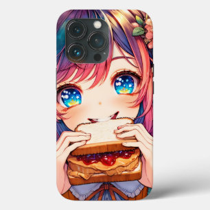 Niedliche Anime Girl isst einen Erdnussbutter und  Case-Mate iPhone Hülle