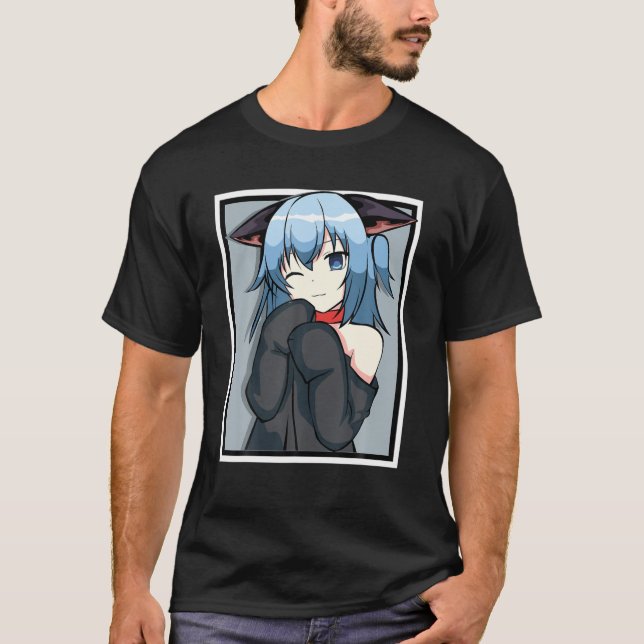 Niedliche Anime Girl - Katzen-Design - Manga T-Shirt (Vorderseite)