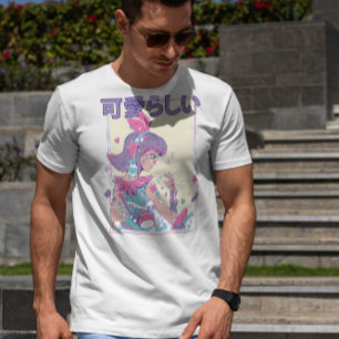 Niedliche Anime-Girl mit Plushien T-Shirt