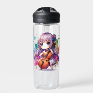 Niedliche Anime Girl Playing Cello Personalisiert Trinkflasche
