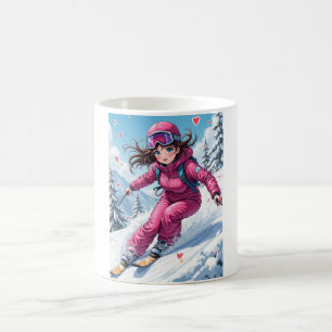Niedliche Anime Girl Skiing   Winter Sports Kaffeetasse