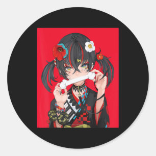 Niedliche Anime Girls Japanisches Kostümgeschenk Runder Aufkleber