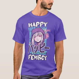 Niedliche Anime Happy Femboy in japanischem Spaß T-Shirt