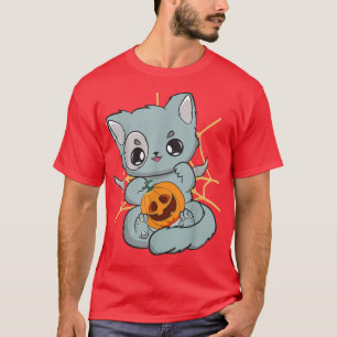Niedliche Anime-Katze mit Pumpkin Manga Neko Meow  T-Shirt