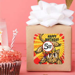 Niedliche Anime Leopard Kitty Rainbow Head Band Quadratischer Aufkleber