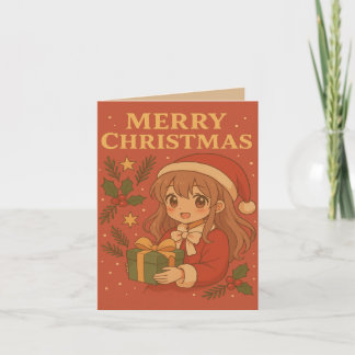 Niedliche Anime Themed Christmas Grußkarte Karte