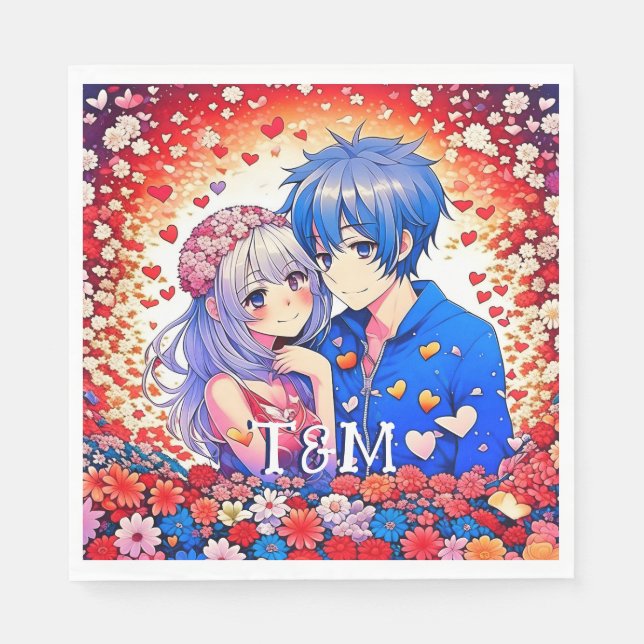 Niedliche Anime Themed Wedding Serviette (Vorderseite)