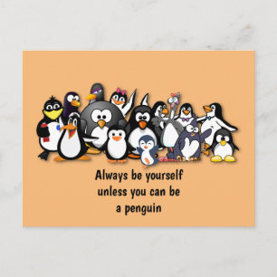 Niedliche animierte Pinguine Postkarte