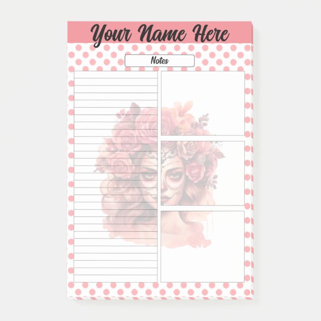 Niedliche Anmerkungen zum Zuckerschädel Post-it Klebezettel (Vorderseite)