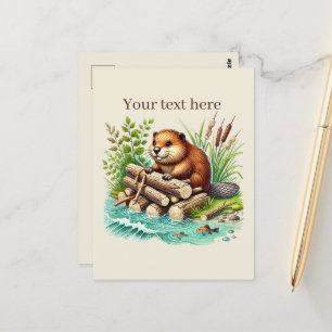 Niedliche, anpassbare tierische Liebhaber Biber Postkarte