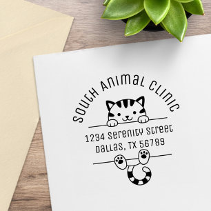 Niedliche Anschrift von Tierklinik bei Katzen Gummistempel