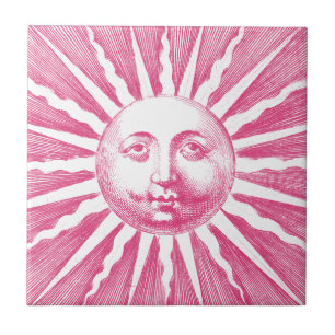Niedliche antike Vintage rosa Sonnenfront Fliese