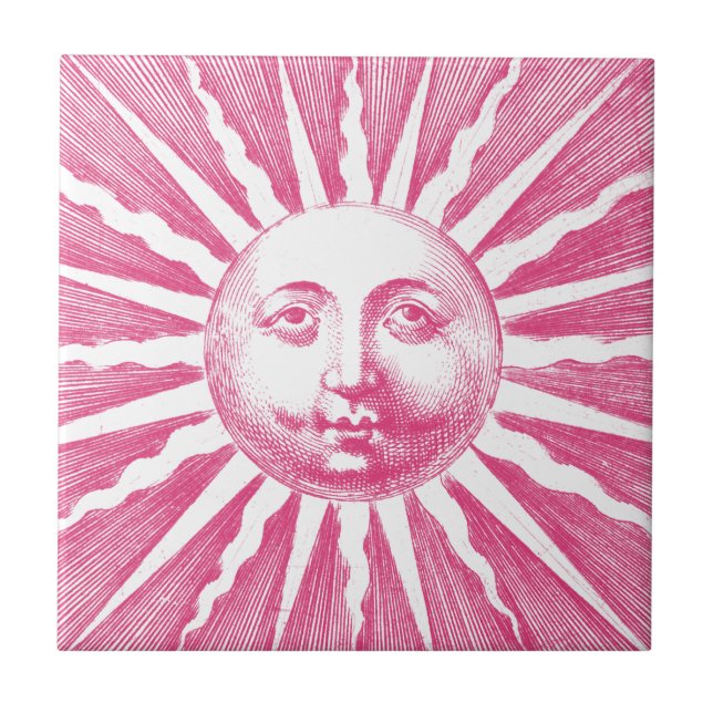 Niedliche antike Vintage rosa Sonnenfront Fliese (Vorderseite)