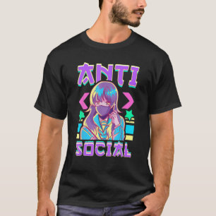 Niedliche antisoziale Vaporwave Anime Girl Japanis T-Shirt