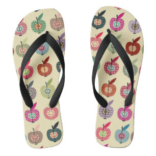 Niedliche Äpfel im Retro-Stil Flip Flops