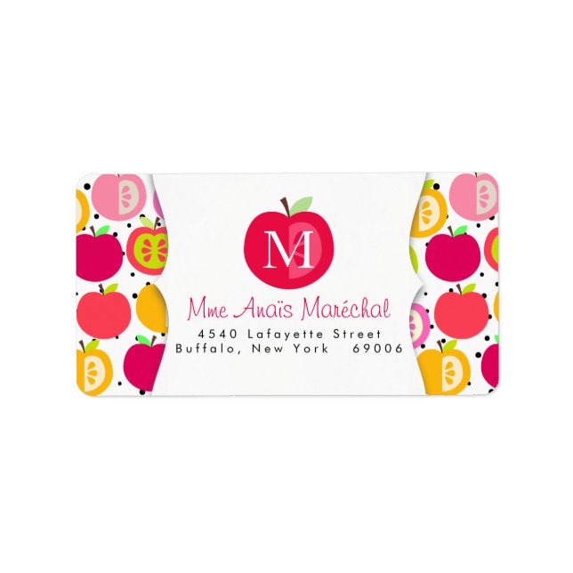 Niedliche Äpfel Musterlehrer Kinder Personalisiert Adressaufkleber (Vorne)
