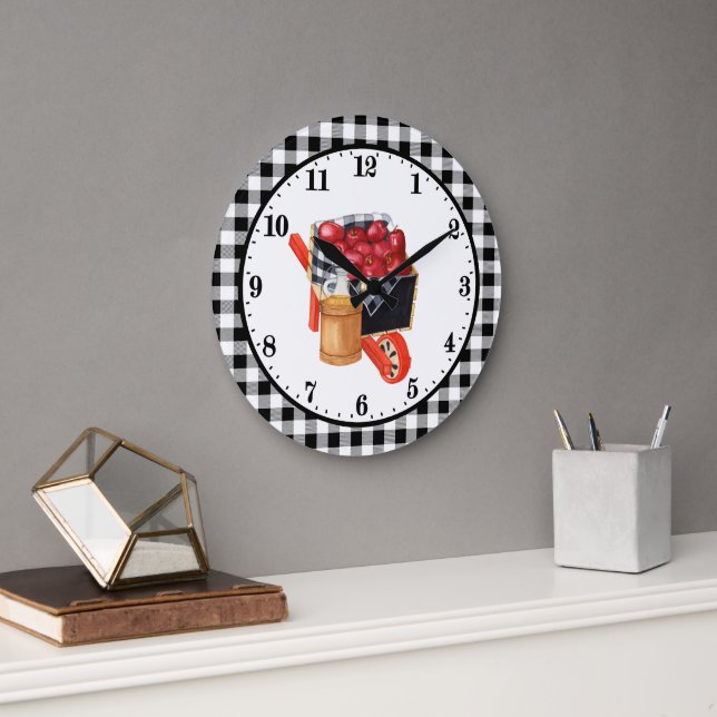 niedliche Apfelweinliebhaber Große Wanduhr (Büro)