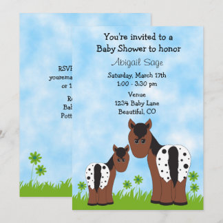 Niedliche Appaloosa Mare und Foal Horse Baby Dusch Einladung