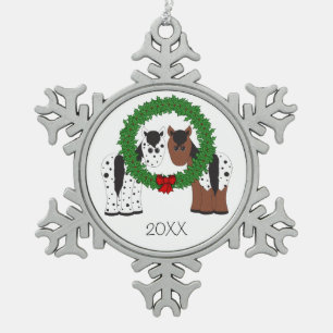 Niedliche Appaloosa Pferdepaare und Kraut Weihnach Schneeflocken Zinn-Ornament