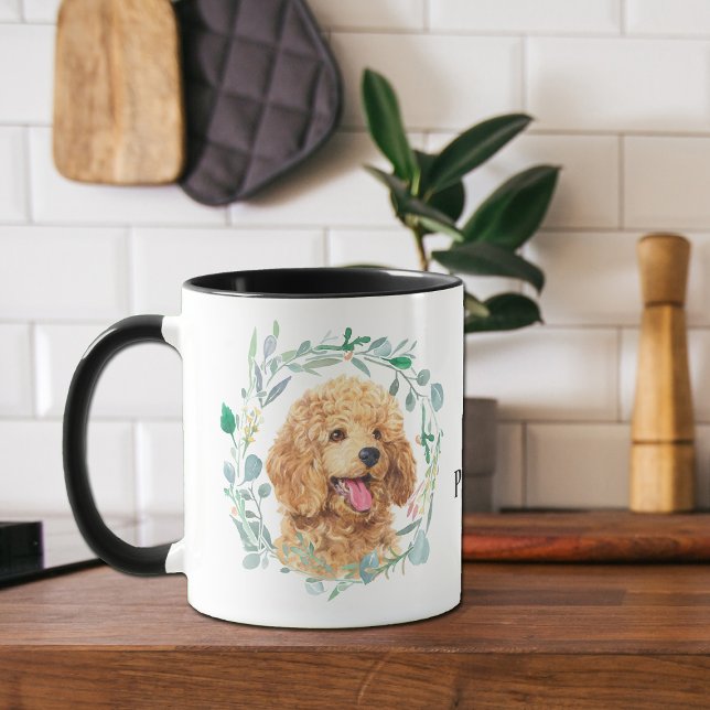 Niedliche Apricot Poodle Wreath Kaffee Tasse (Von Creator hochgeladen)