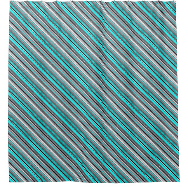 Niedliche Aqua-Aztec-Muster Duschvorhang (Vorderseite)