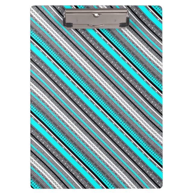 Niedliche Aqua-Aztec-Muster Klemmbrett (Vorderseite)
