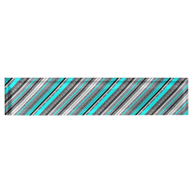 Niedliche Aqua-Aztec-Muster Namensplakette (Vorderseite)