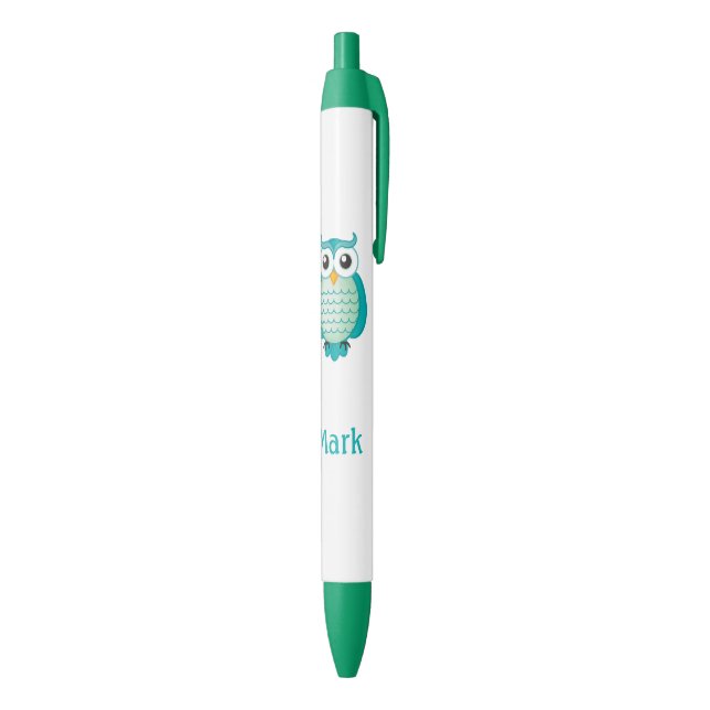 Niedliche Aqua-Eule mit Namen Kugelschreiber (Unterseite (Vertikal))