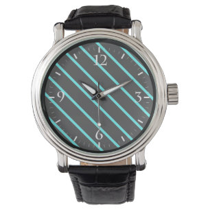 Niedliche Aquafarben mit Monogramm, schwarz Streif Armbanduhr