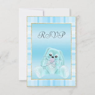 Niedliche Aquamarine Bunny Baby Dusche UAWG RSVP Karte